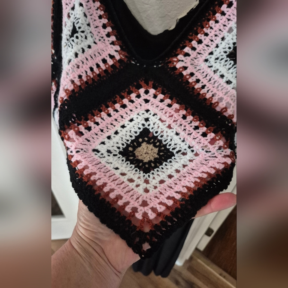 Rebellion Black Spagetti Strap Maxi Dress With Beautiful Colorful Crochet Accent - Picture 3 of 11